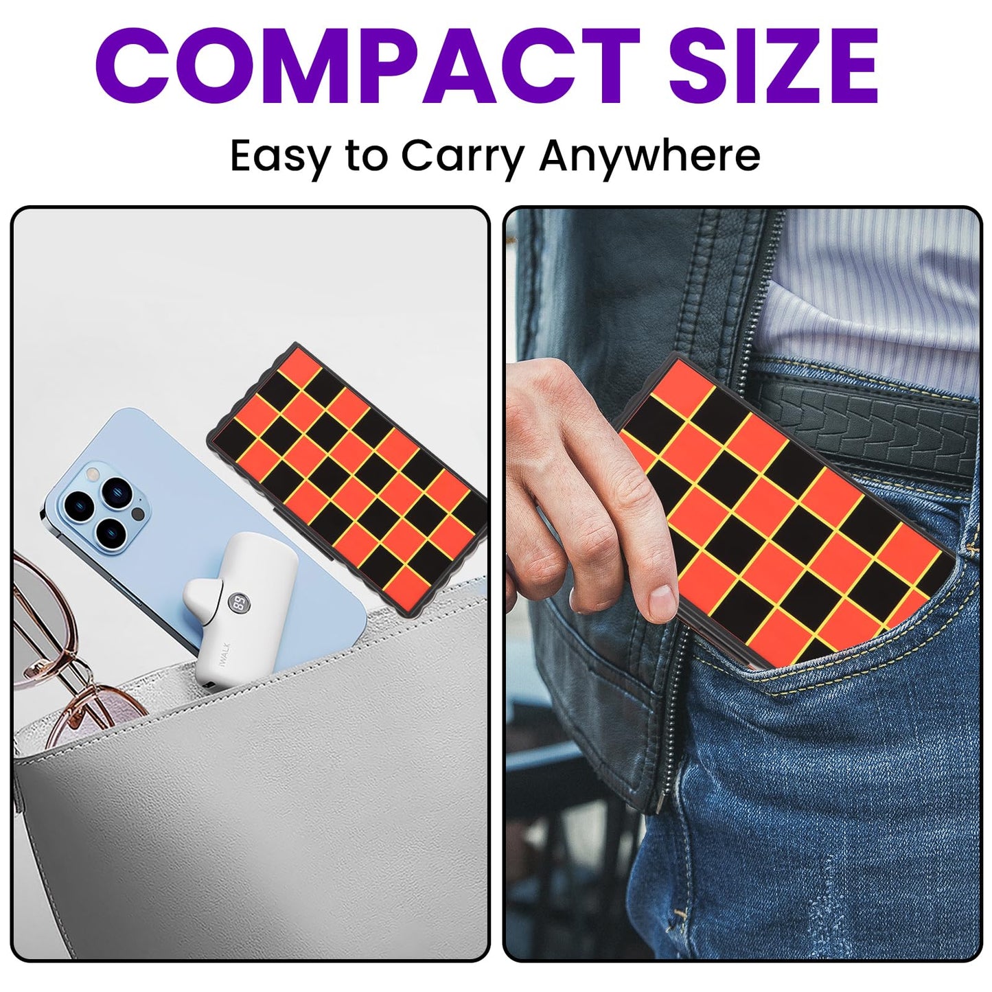 WinSTEM 8-in-1 Mini Travel Board Games Set, Magnetic Checkers, 5.2" Compact, ABS Plastic, Ideal for Family & Camping Fun
