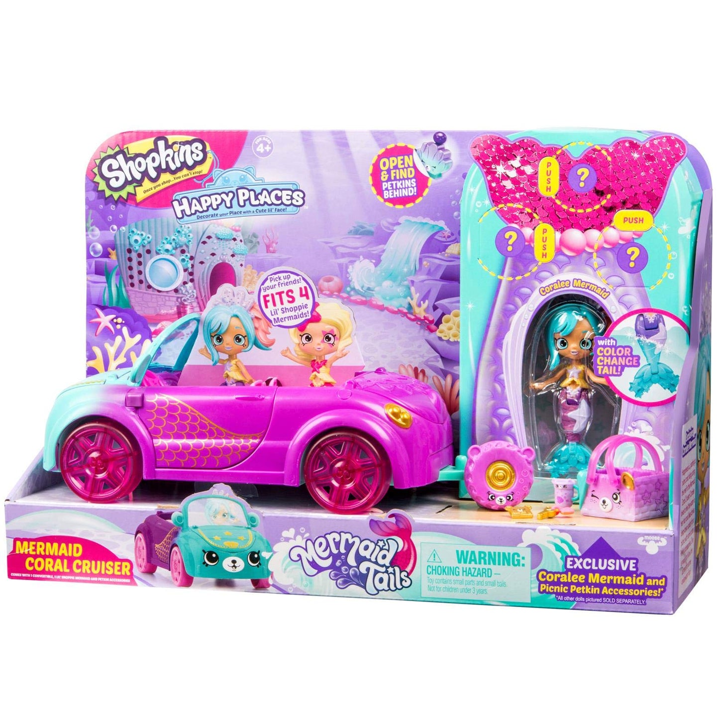 HAPPY PLACES Mermaid Convertible Toy, Small, Plastic, Multicolor, Model B07DYLC3H4
