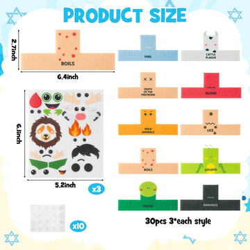 COcnny Passover Plagues Finger Puppets - 30pcs DIY Passover Toy Ten Plague Felt Hand Puppet Making Kit for Kids, Make Your Own A