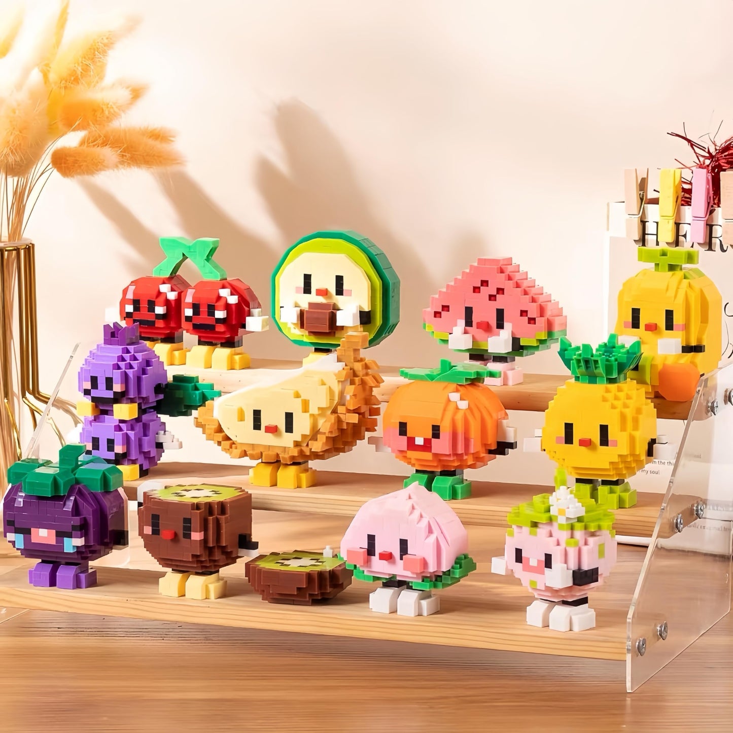 TIM CHESS Mini Fruit Theme Building Block Sets, Small Plastic, KK111, 12 Packs, Ideal for Gifts & Desk Decor