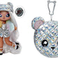 Na Na Na Surprise Glam Series Ari Prism Fashion Doll & Metallic Teddy Bear Purse, Cute Hat, Prismatic Silver Dress Outfit & Acce