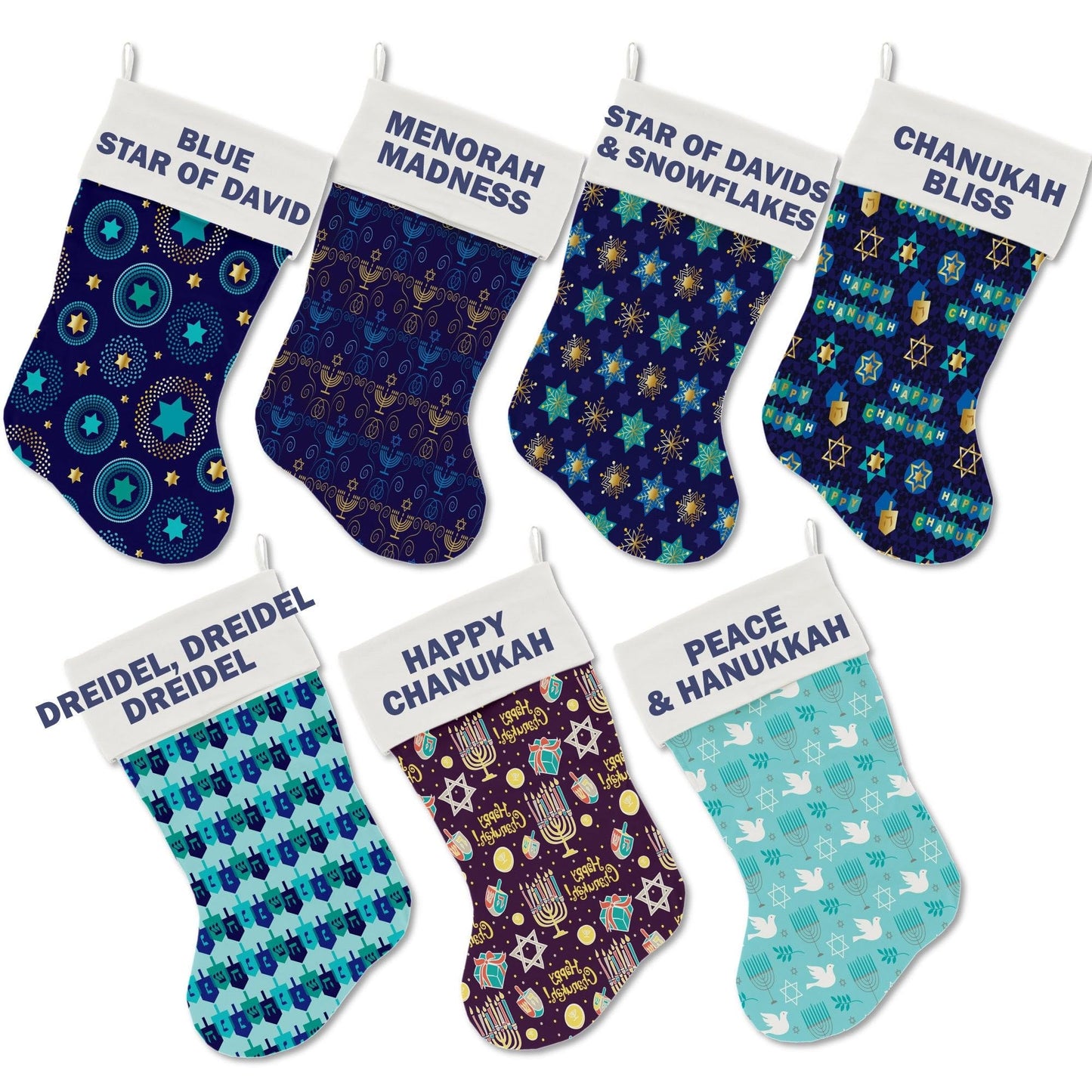 Velvet Stocking, 'Hanukkah Group' **Choose From 7 Different Patterns!** Dreideldreideldreidl