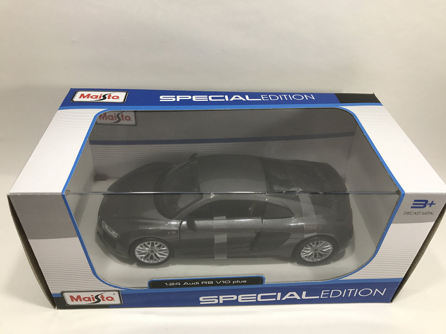 Maisto Audi R8 V10 Plus Model Car - 1:24 Scale - Metallic Grey - FBA_1634 - Metal Construction