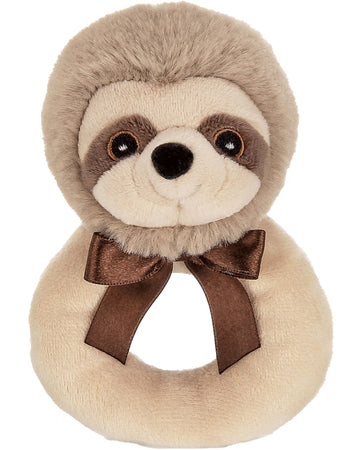 Bearington Collection Baby Lil’ Speedster, 5.5 Inch Sloth Plush Stuffed Animal Soft Ring Rattle, Sloth Baby Stuff