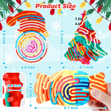 3Pcs Christmas Sensory Activity Board, Fidget Sensory Toys For Kids Adults, Duble Sided Design Kids Busy Board With Christmas Tree, Candy And Christmas Hats, Calm Down Fidget Toy For Stress Relief