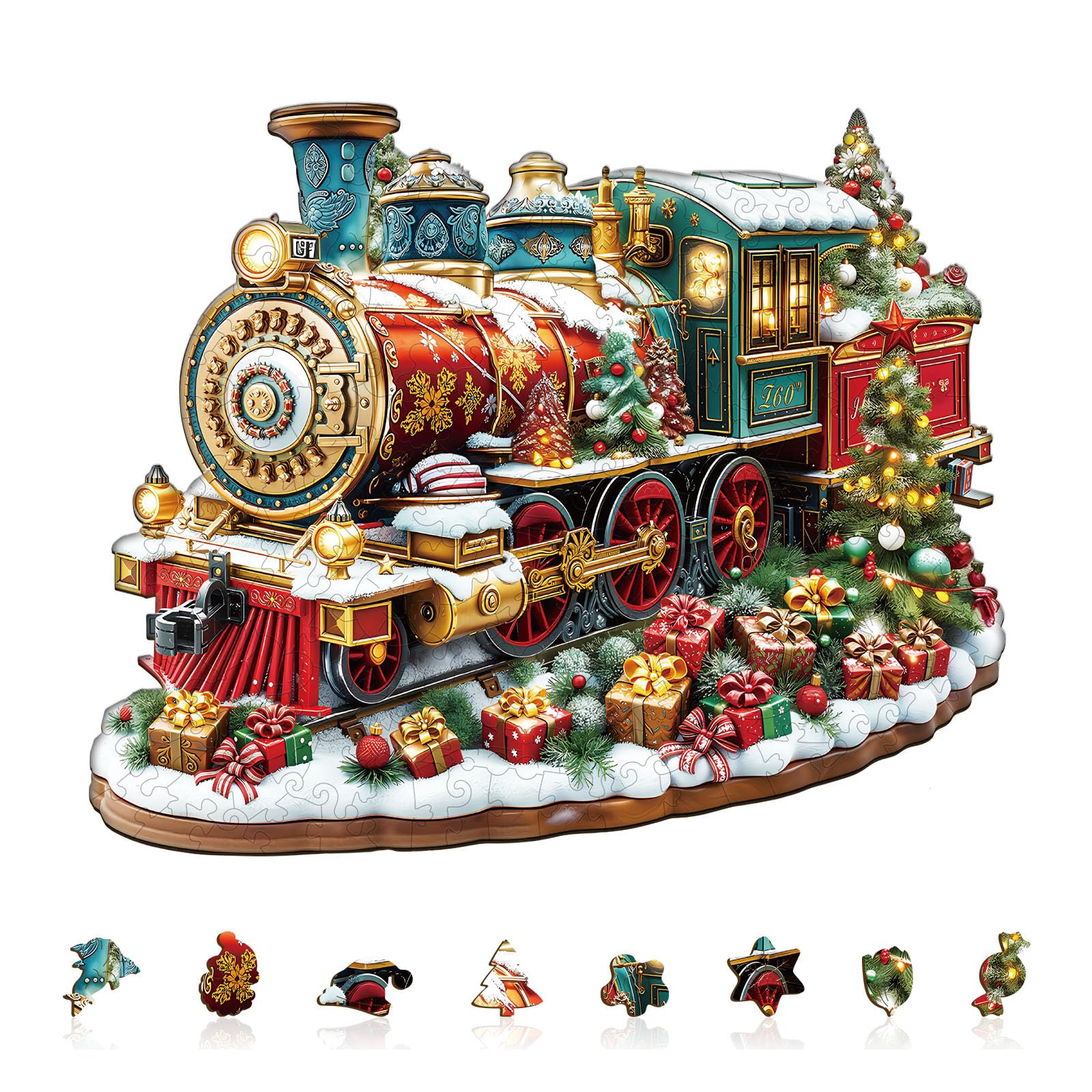 Jigfoxy Wooden Puzzles for mature-themeds  Christmas Train Wood Puzzles mature-themed  Unique Animal Shape Wooden Jigsaw Puzzles for mature-themeds  Birthday Gifts for Puzzle Lovers  Family  Friend (M-11.4 * 9.3in-175pcs)