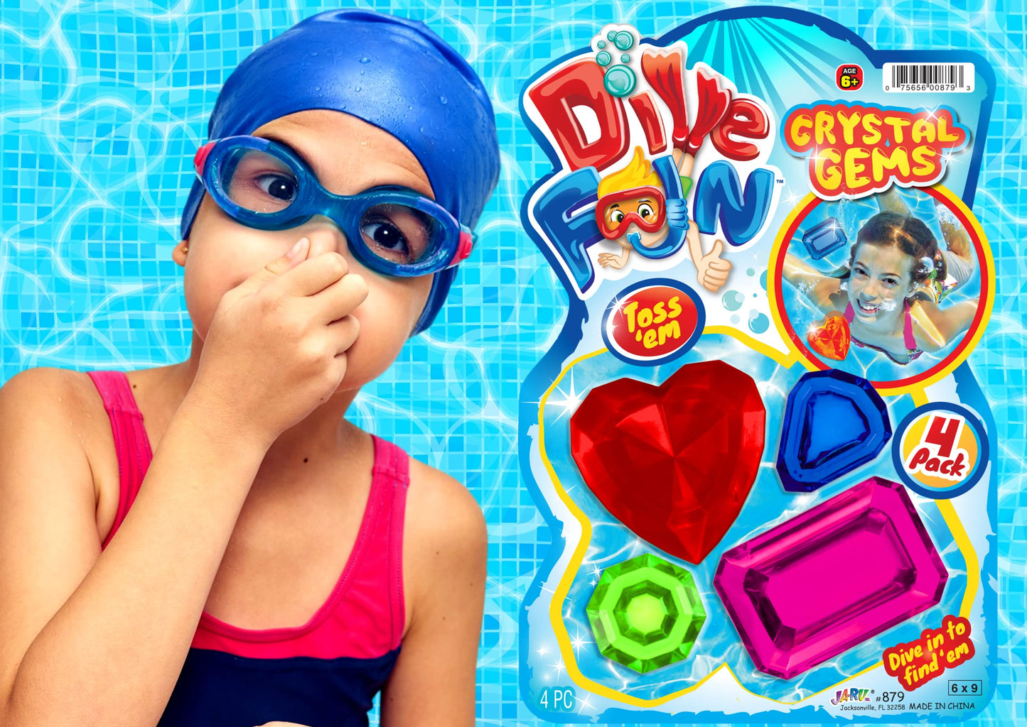 Ja-Ru Dive Fun Jewels & Gems Underwater Diving Toys (12 Pack, 48 Gems) Sinking & Floating Pool Toys For Boys & Girls. Kids Swimm