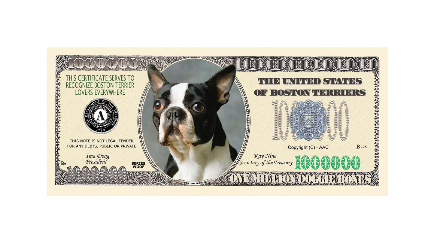 American Art Classics Boston Terrier Million Dollar Bill - Pack Of 5 - Best Gift For Lovers Of Boston Terriers