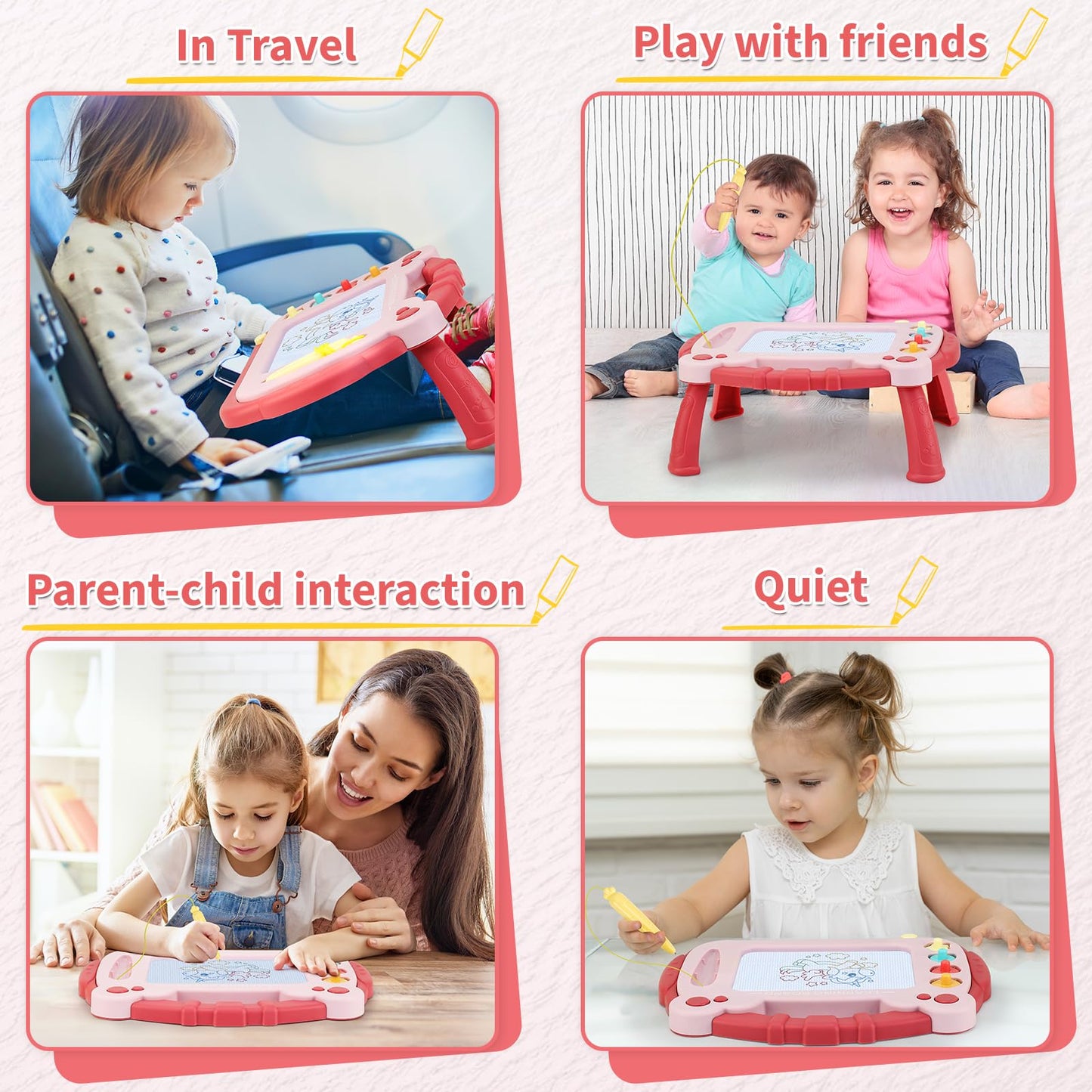 Hcfjeh Magnetic Drawing Board, Sketch Doodle Board Toy, Educational Learning Toys For Toddlers 1-3, Birthday Gift For Boys Girls 2 Year Old(Red)