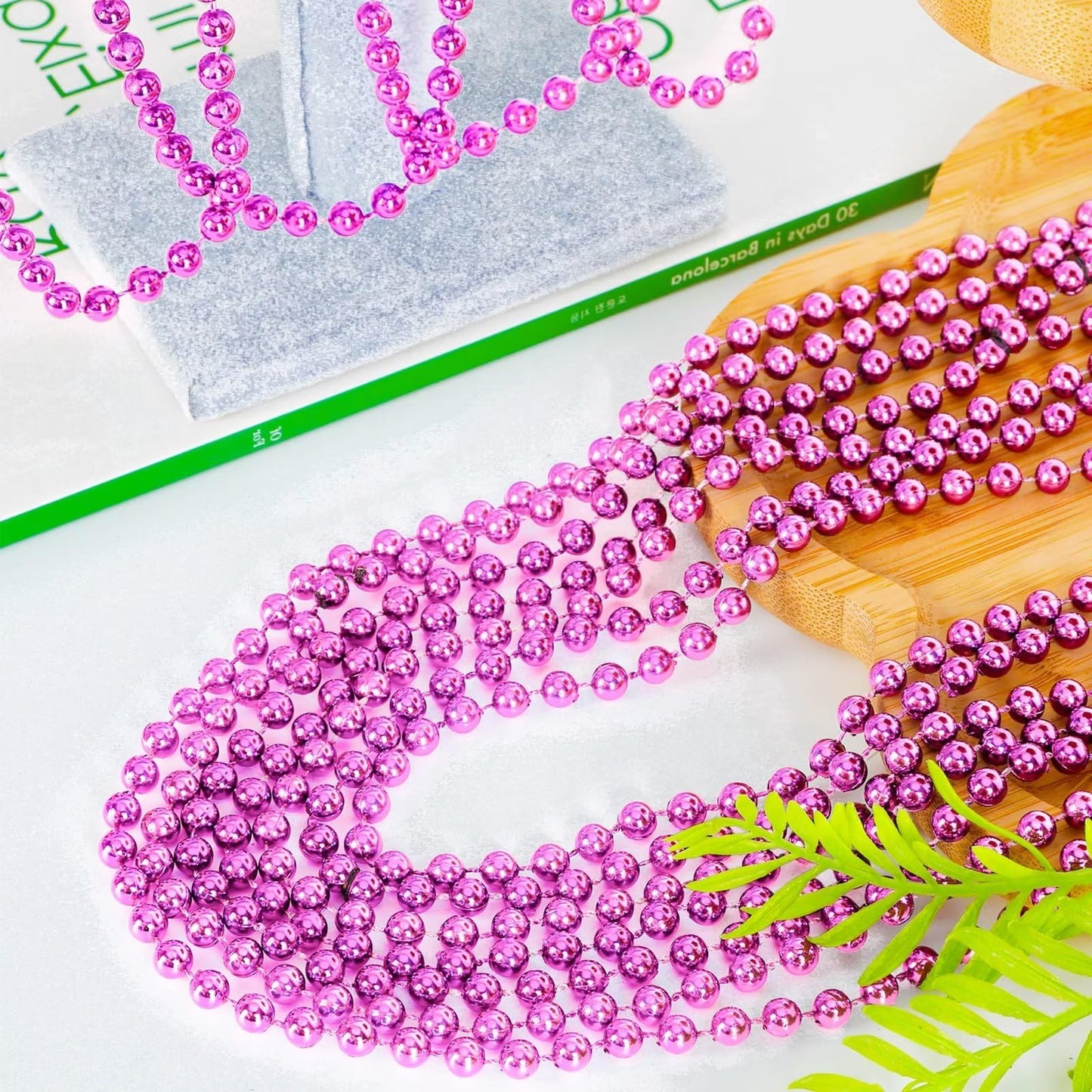 50Pcs Mardi Gras Beads, Metallic Bead Necklace Party Favors, 33'' Mardi Gras Necklace Women Men Stuff, Festival Parade Throw Acc