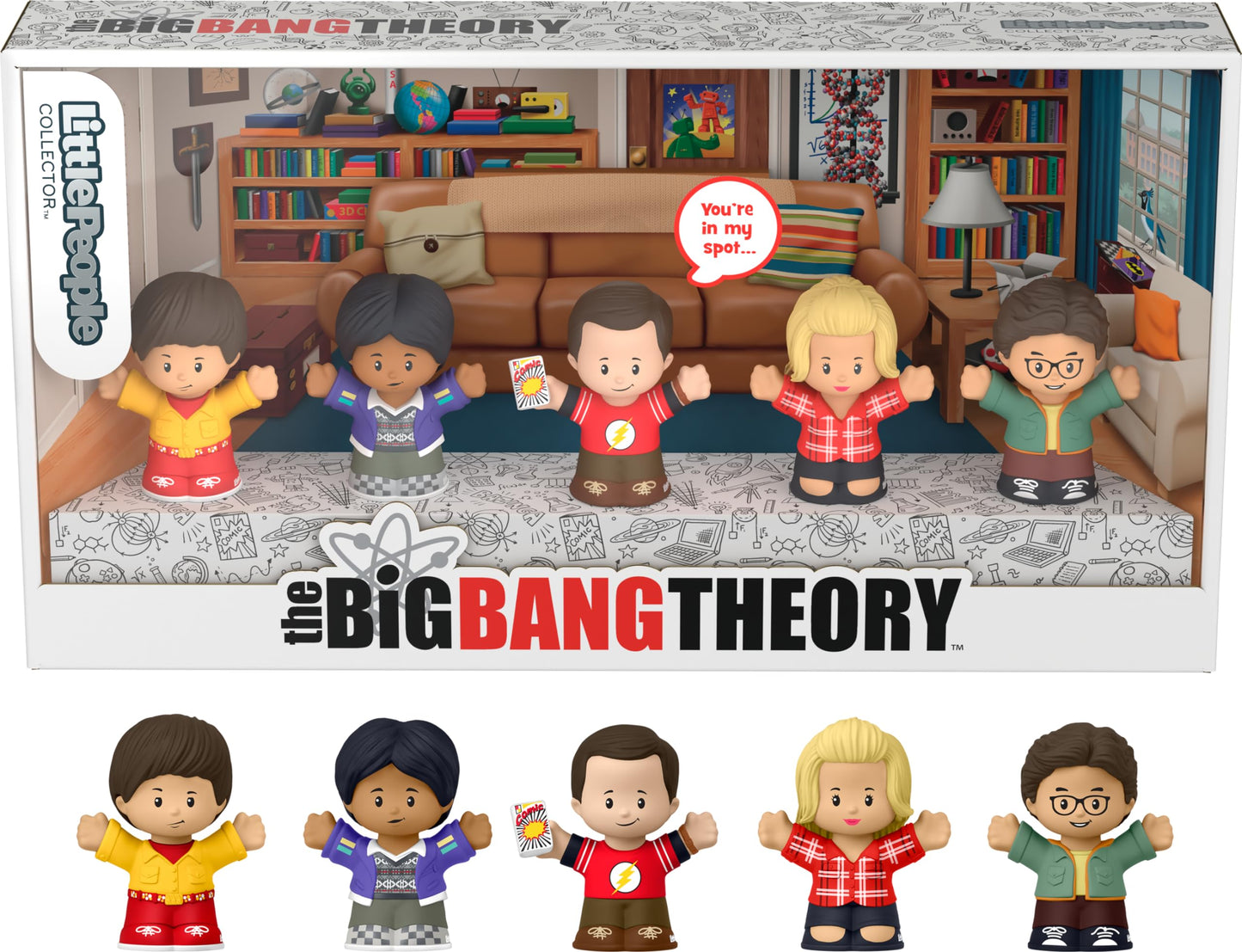 Little People Collector Big Bang Theory Set - 5 Multicolor Figures in Display Box, Model HYT47, Perfect for Adults & Fans