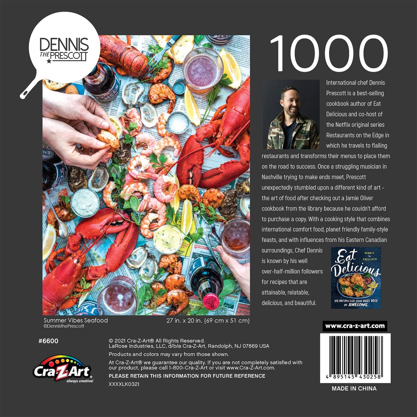 RoseArt 1000 Piece Jigsaw Puzzle - Dennis Prescott Summer Vibe Seafood, Multi-colored, Cardboard, Model 6600ZZE