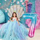 40 Inch Balloon Number 7 Mermaid, Large Mylar Foil Blue Pink Starry Number Seven Balloons Set For Girls Women, Rainbow Globos De