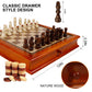 Juegoal 12-Inch Wooden Chess & Checkers Set, Portable Board Game, Brown, Model XQ-CTH with Storage Drawer for Kids & Adults