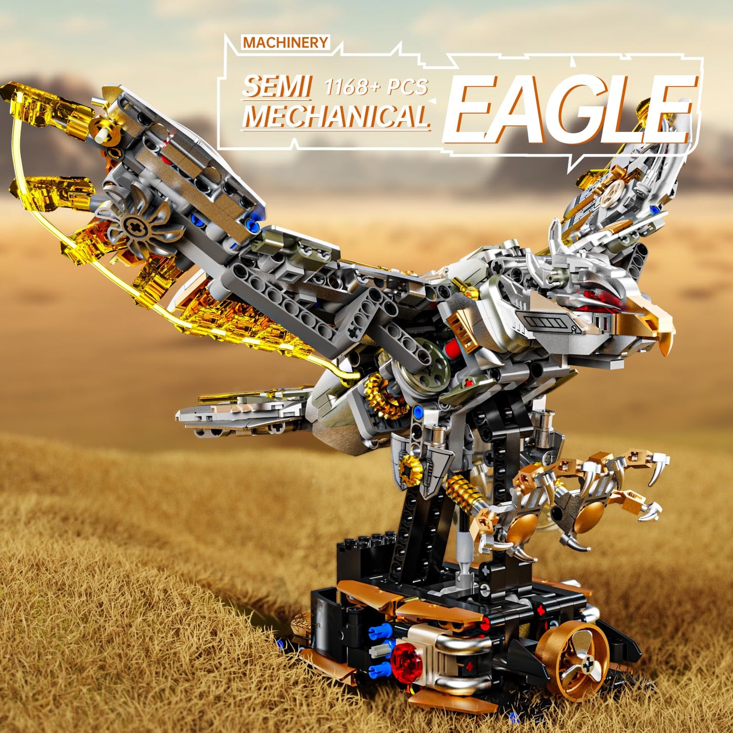 CSNRHG Mechanical Eagle Building Block Set 3D Poseable Model with Articulated Wings & Talons with Motor STEM Toy for Kids & Adul