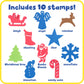 READY 2 LEARN Giant Stampers - Christmas Shapes - Set of 10 - Easy to Hold Foam Stamps for Kids - Arts and Crafts Stamps for Dis