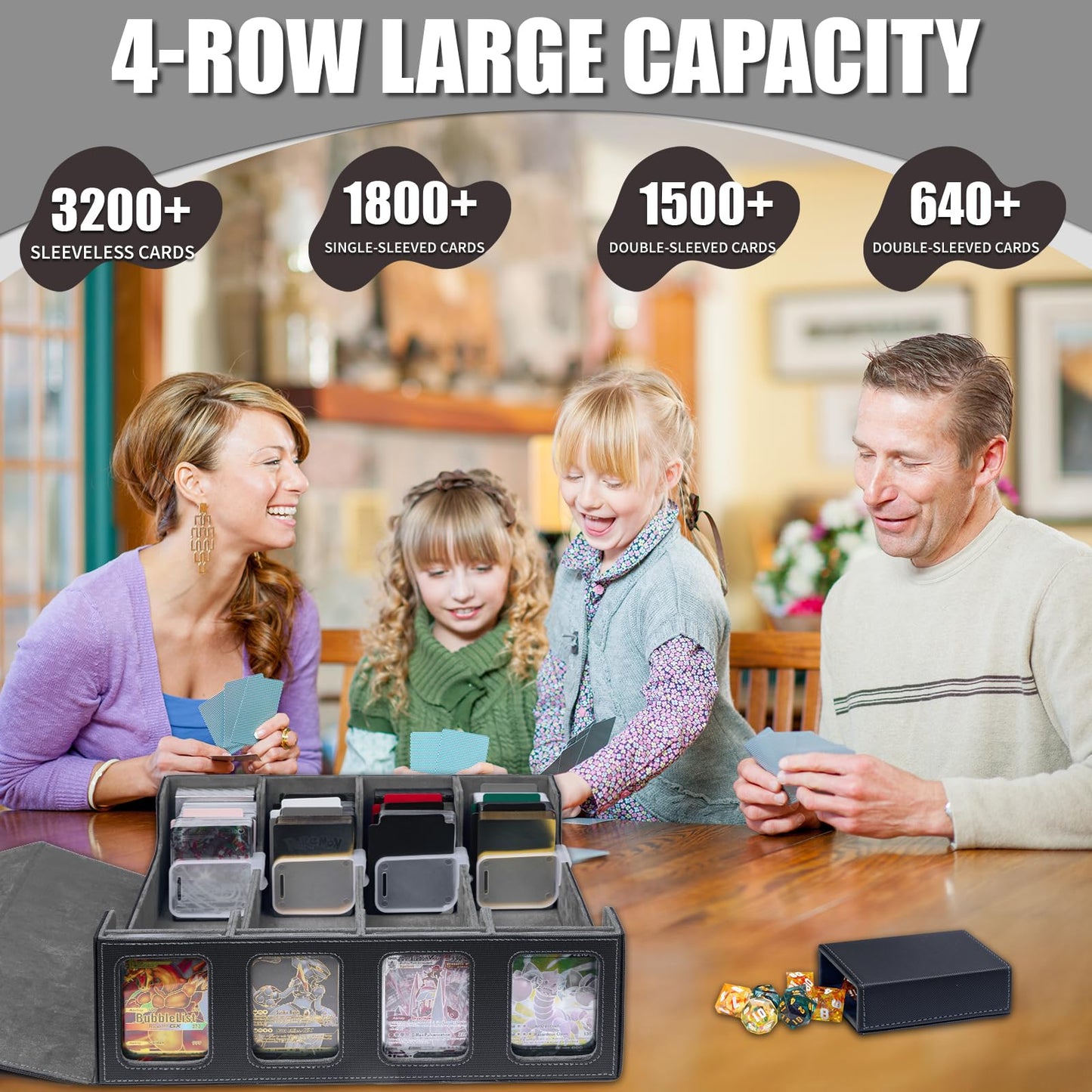 Tiff-K 3200+ Trading Card Storage Box,Mtg Deck Box Mtg Commander Deck Box With Window Dice Tray, Tcg Deck Box Commander Deck Box