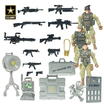 United States Army Recon Platoon Playset with 3 Military Action Figures  Mini  & Accessories - Toy Soldiers for Kids 3+