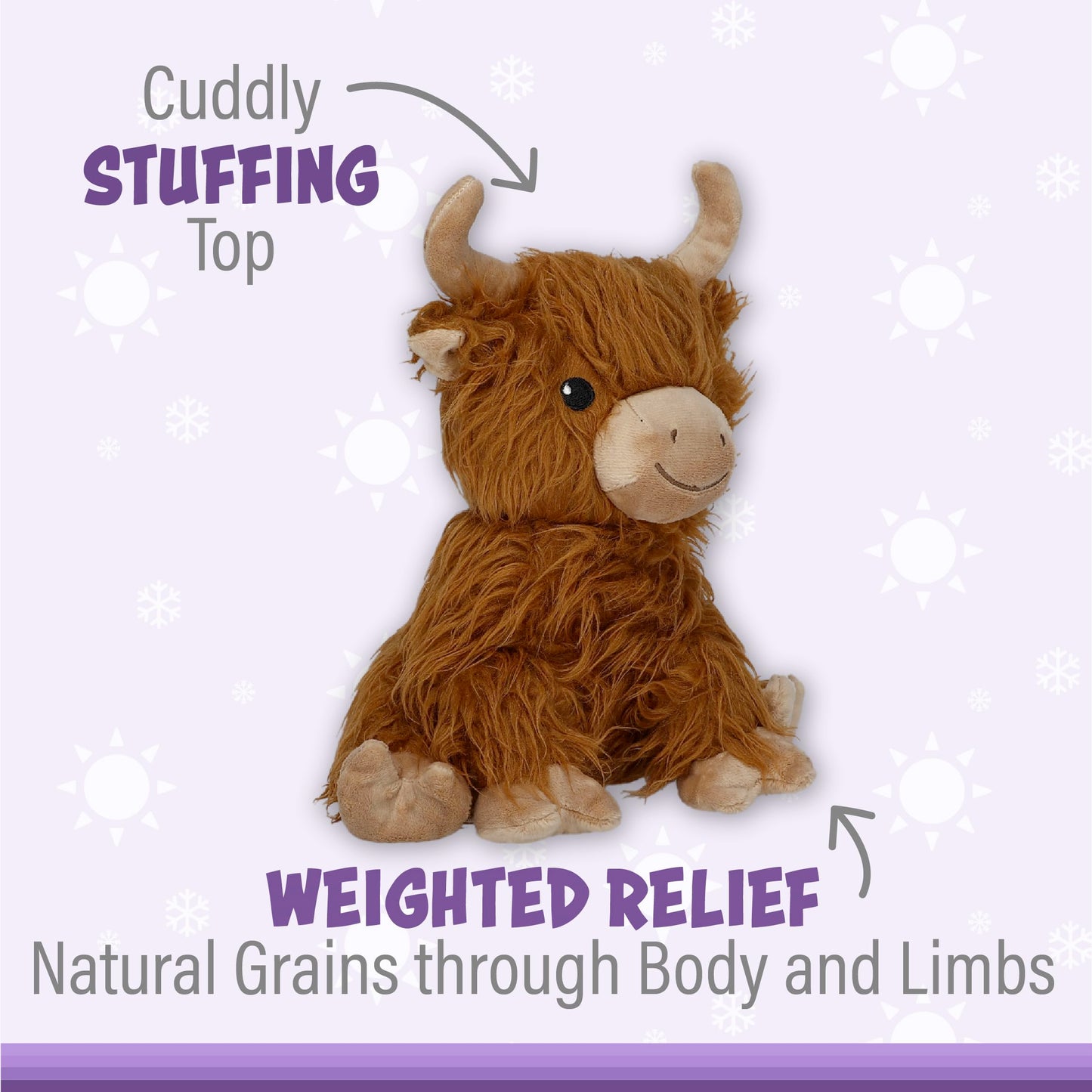 1I4 Group Warm Pals - Highland Cow - Cozy Lavender Scented Plush Toys - Stuffed Animal - Coolable Bedtime Comfort Plushie