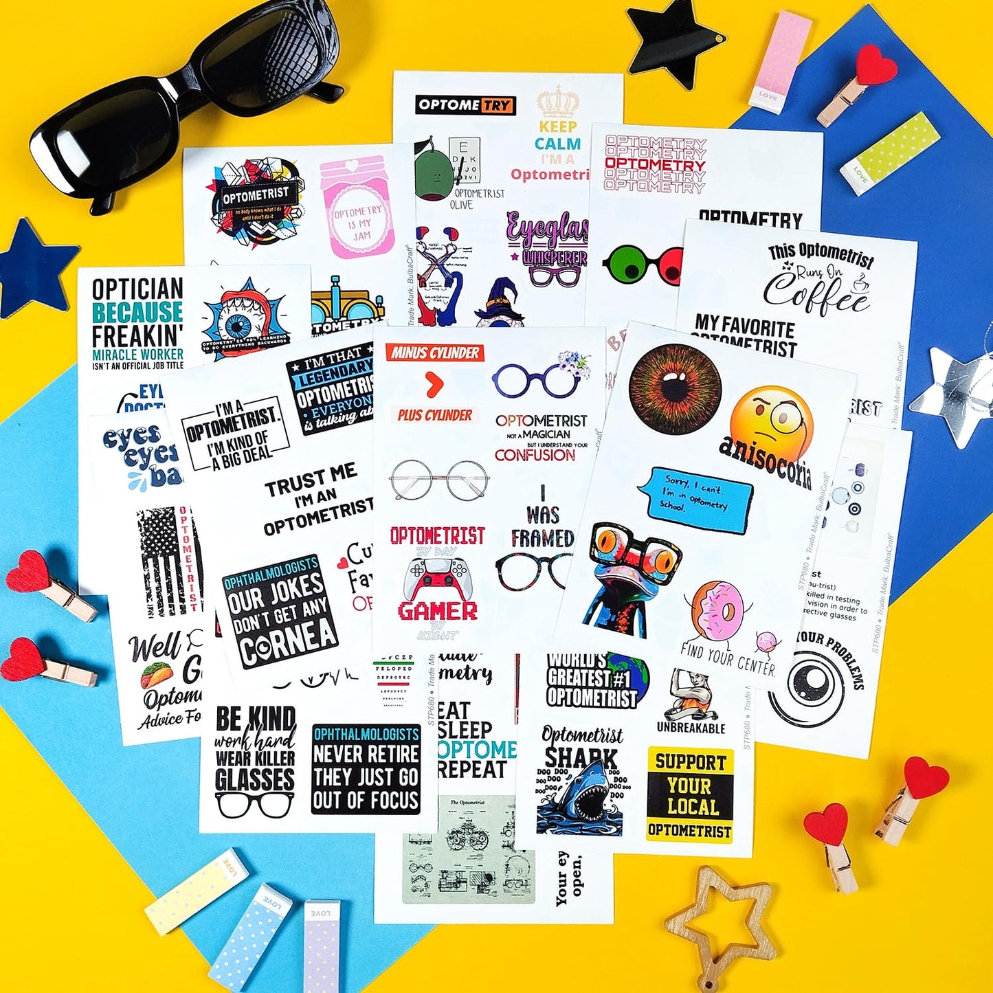 Bulbacraft 100Pcs Funny Eye Doctor Stickers, Optometrist Stickers, Funny Optometry Gifts For Women, Ophthalmology Gifts, Eye Doc
