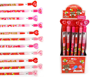 TINYMILLS 24 Pcs Valentines Day Heart Multi Point Pencils Party Favors Goodie Bag Stuffers Classroom Exchange Valentines Day P