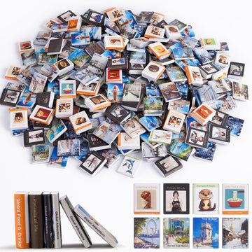 NiHome 300PCS Mini Books for Anxiety Bookshelf  Two Thickness Designs  Tiny Foam Set with Realistic Printed Covers  200 Thin+100 Thick Miniature Pieces for Dollhouse & DIY Crafts  Library Scene Decors