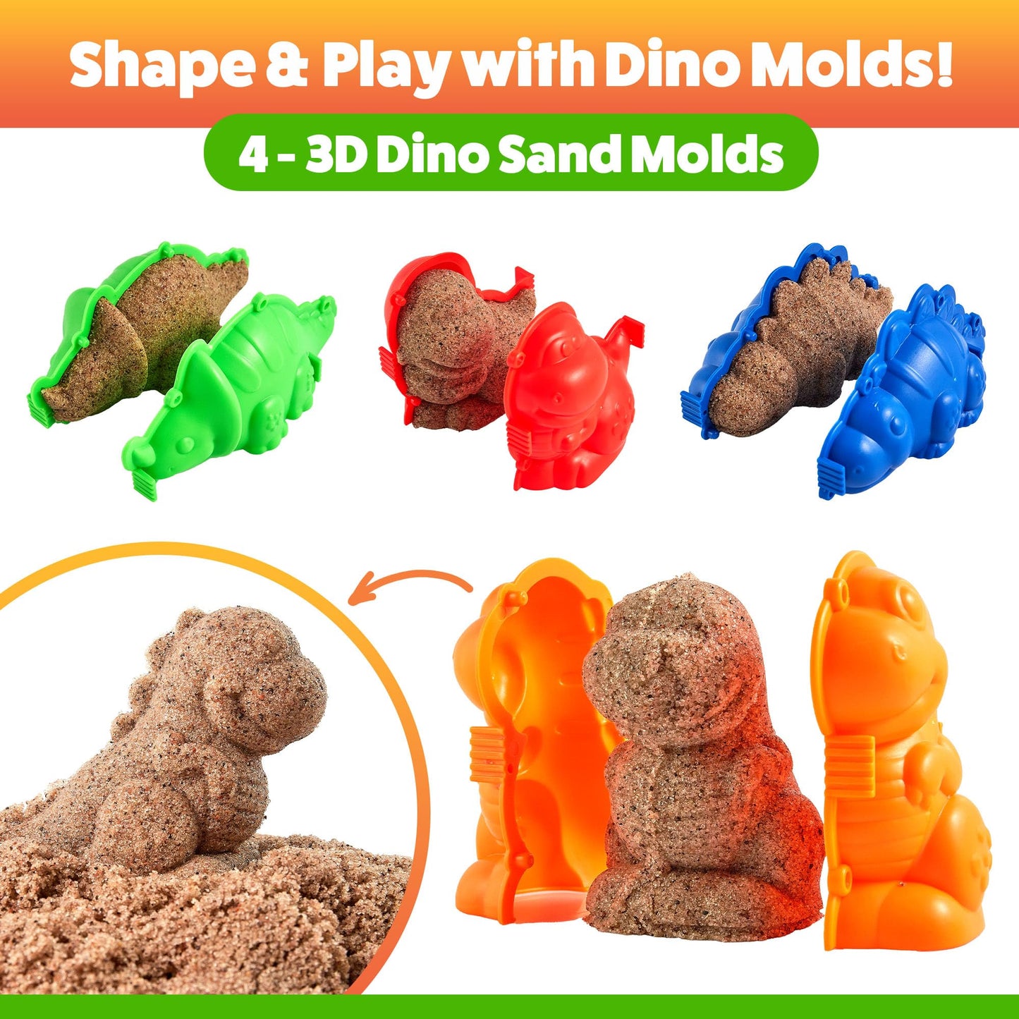 USA Toyz Dinosaur Sand Molds Beach Toys for Kids- 23pk Sand Building Kit Sandbox Toys for Toddlers, Compatible with Molding Clay