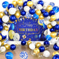YinQin 63 PCS Navy Blue Gold Birthday Party Balloons & Backdrops, Aluminum Foil, Happy Birthday Decorations, Model PB-1002BG-P