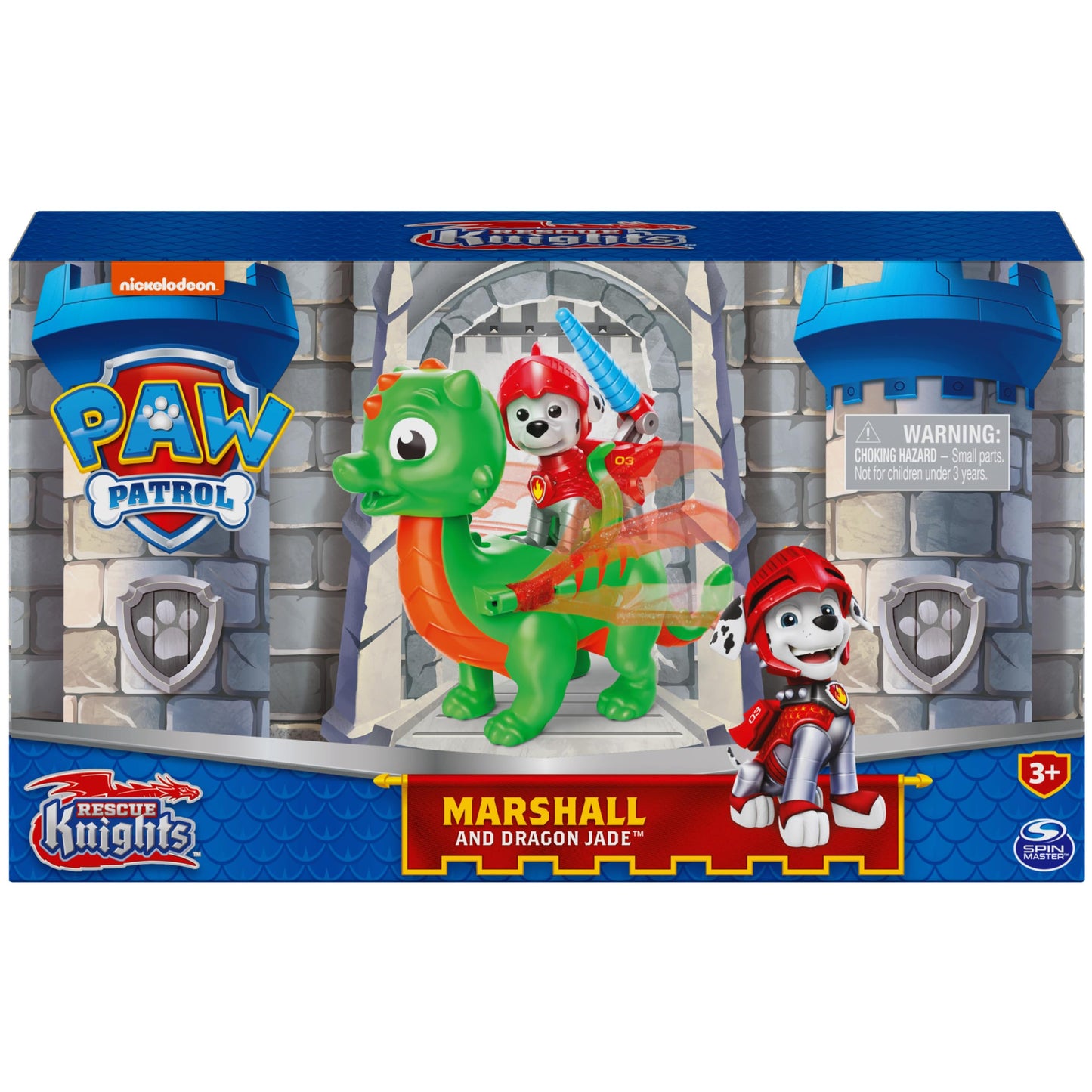 Paw Patrol  Rescue Knights Marshall and Dragon Jade Action Figures Set  Kids Toys for Ages 3 and up