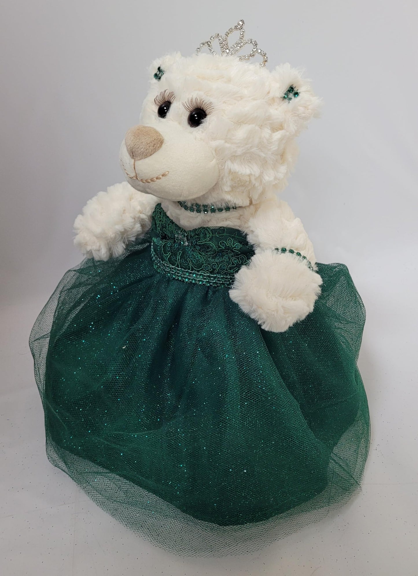 KINNEX COLLECTIONS 12" Quince Anos Doll Teddy Bear - Emerald Green Centerpiece, Polyester, Since 1997, Model ARC09831-33