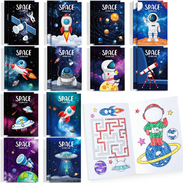 24 Pcs Outer Space Themed Mini Coloring Books Party Favors Alien Small Drawing Book Bulk For Kids Solar System Astronaut Party G