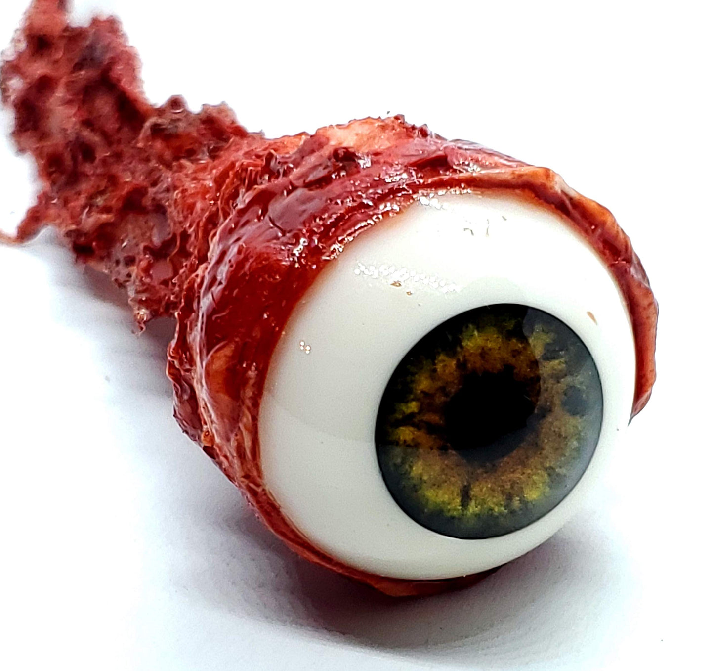 Dead Head Props Halloween Horror Prop Realistic Life Size Acrylic Ripped Out Eyeball Infected Brown/Green