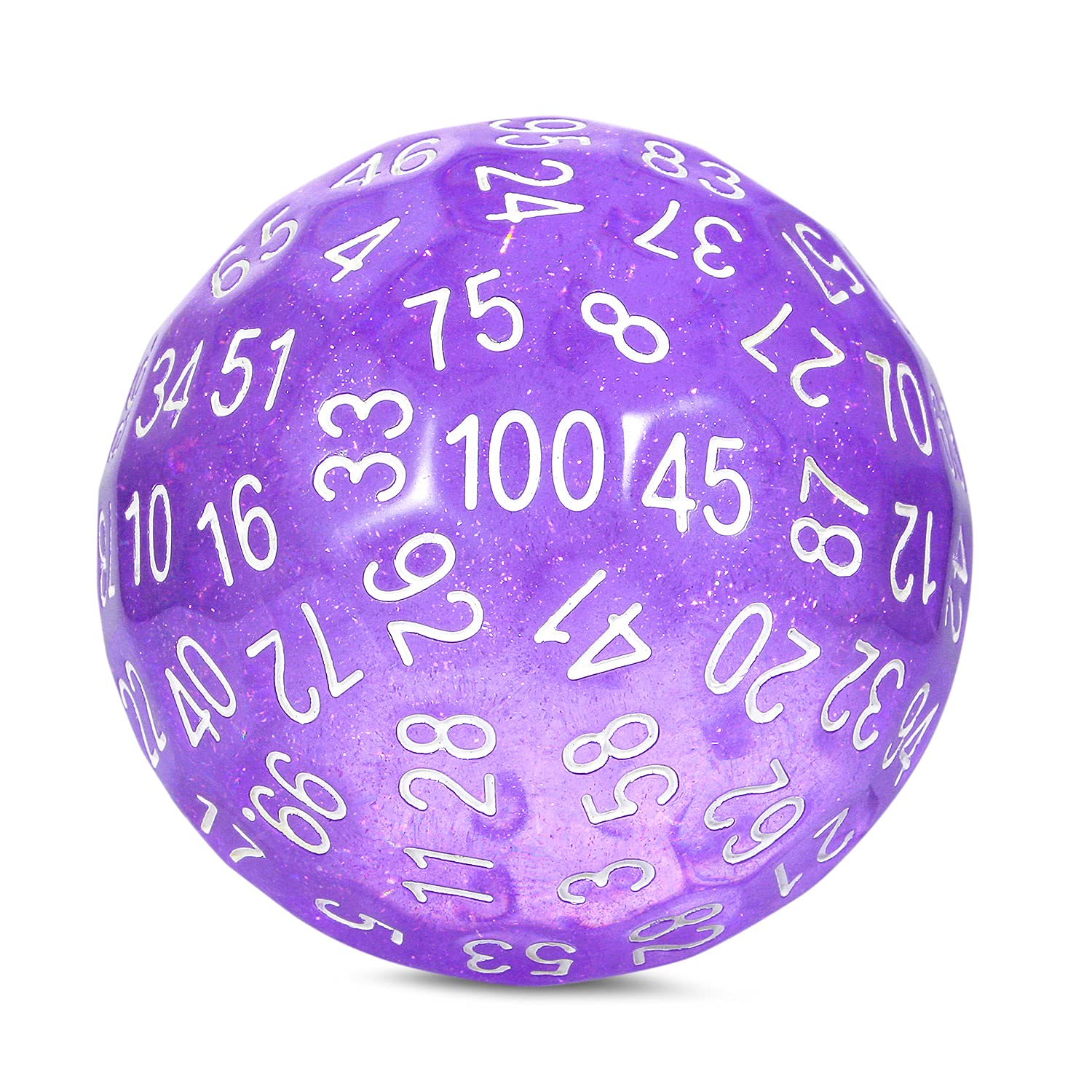 Purple D100 Dice Set DNDND 50mm 100 Sided Die with Translucent Pouch for Dungeons and Dragons DND(Translucent Purple with White 