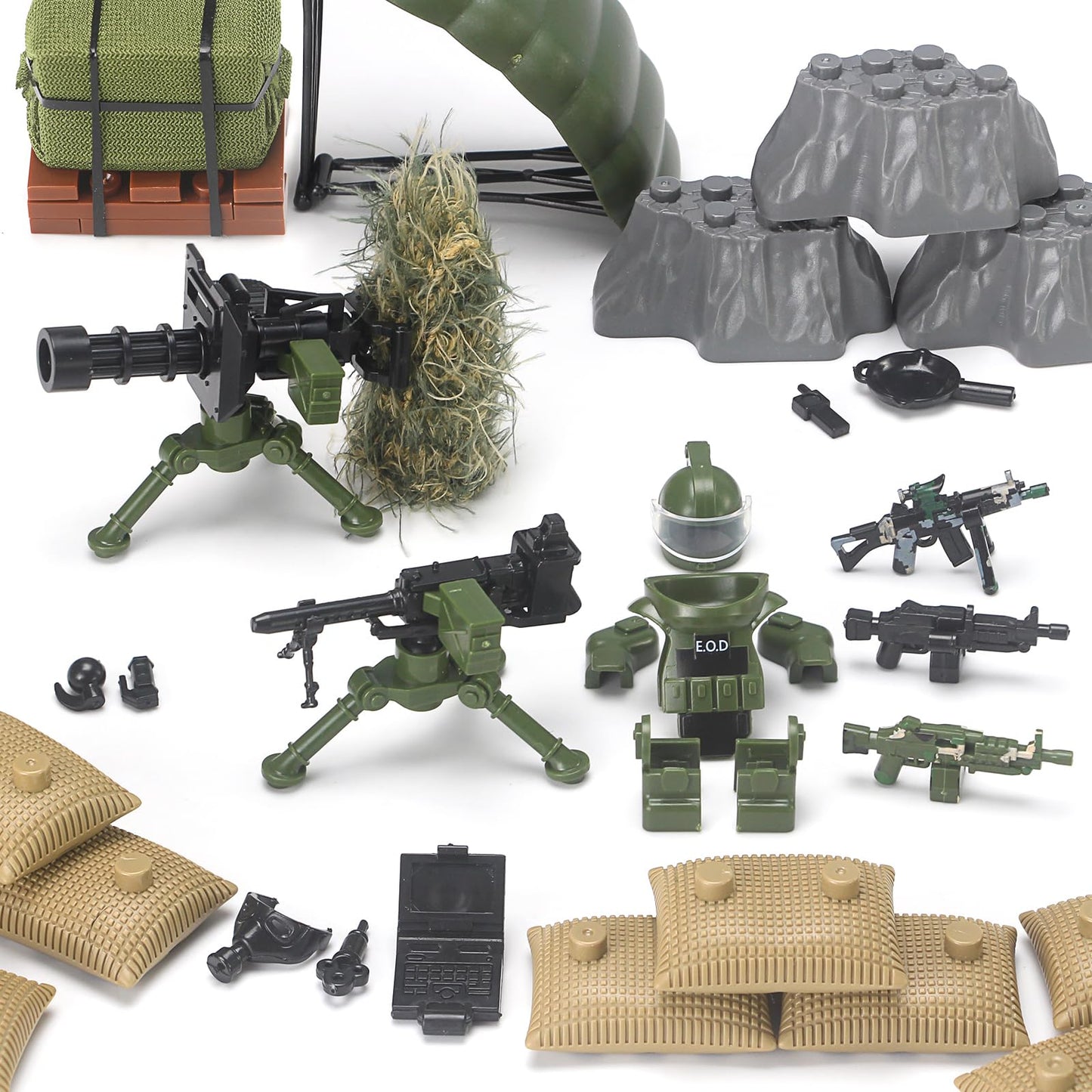 Feleph Military  Pack Army Toy Set Building Block for Soldier Figures  Camouflage Combat Suit WW2 Model SWAT Gear Piece Accessories Equipment Kit