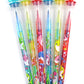 TINYMILLS 24 Pcs Shark Family 2 in 1 Stackable Stacking Crayon with Extra Stamper Topper, Kids Party Favors, Goodie Bag Stuffers