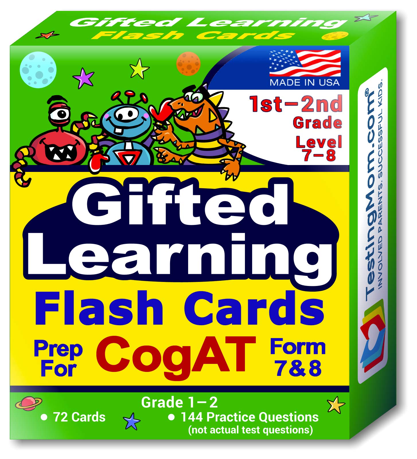 Testingmom.Com Cogat Test Prep Flash Cards Grade 1-2 (Level 7-8) 140+ Practice Questions Tips For Higher Scores On The 1St-2Nd Grade Cogat Verbal & Non-Verbal