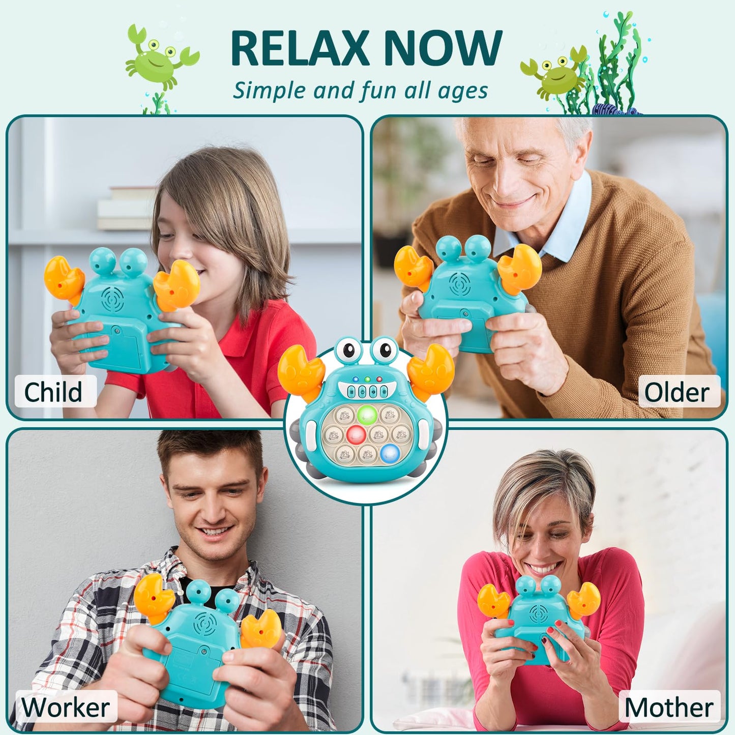 Gaper Go Quick Push Pop Game, 6 Modes Fast Push Bubble Game, Console Pop Game, Fidget Toys Light Up Pop Game, Handheld Puzzle Ga