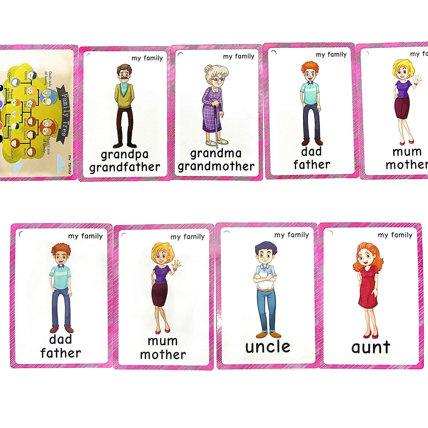 Family Tree Flashcards For Toddlers(22 Pcs)| English Learning Cards For Kindergarten Classroom Decoration | Perfect For Pre-K Decor Background Wall Stickers, Teacher/Autism Therapists Tools