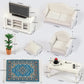 Samcami Miniature Dollhouse Furniture 1 12 Scale - Wooden Dollhouse Furniture Set For Dollhouse Living Room - Doll House Furniture Incl Sofa, Tv Cabinet, Coffee Table And Other Accessories (White)