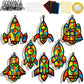 32 Sets Outer Space Rocket Suncatchers Craft Kit DIY Window Stained Glass Effect Space Theme Paper Crafts for Home School Classr