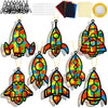 32 Sets Outer Space Rocket Suncatchers Craft Kit DIY Window Stained Glass Effect Space Theme Paper Crafts for Home School Classr