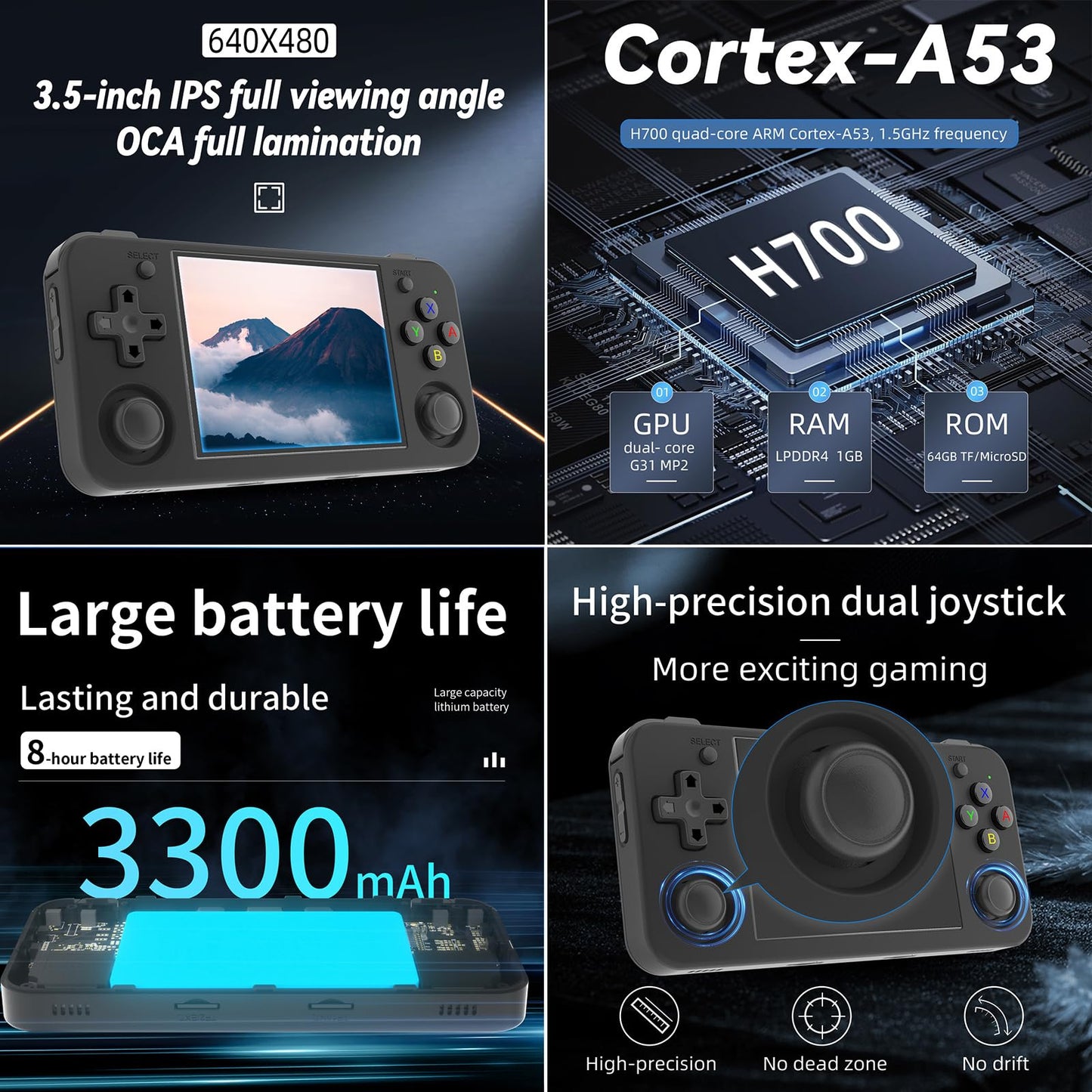 Rg35Xx H Retro Handheld Game Consoles Rg35Xxh Retro Gaming Console With 64 Tf Card 3300Mah Battery Linux System 3.5-Inch Ips Scr