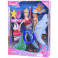 Yellow River Mermaid Princess Doll Playset, Color Changing Mermaid Tail By Reversing Squins, 12' Fashion Dress Doll With 3' Little Mermaid Dolphin And Accessories, Mermaid Gift For Girls