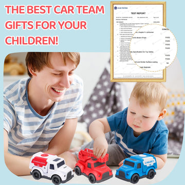 Toddler Toy Cars for 1 2 3 Year Old Boy, 3 in 1 Police Car Firetruck Toys and Ambulance for Toddlers, BPA Free, Phthalates Free,