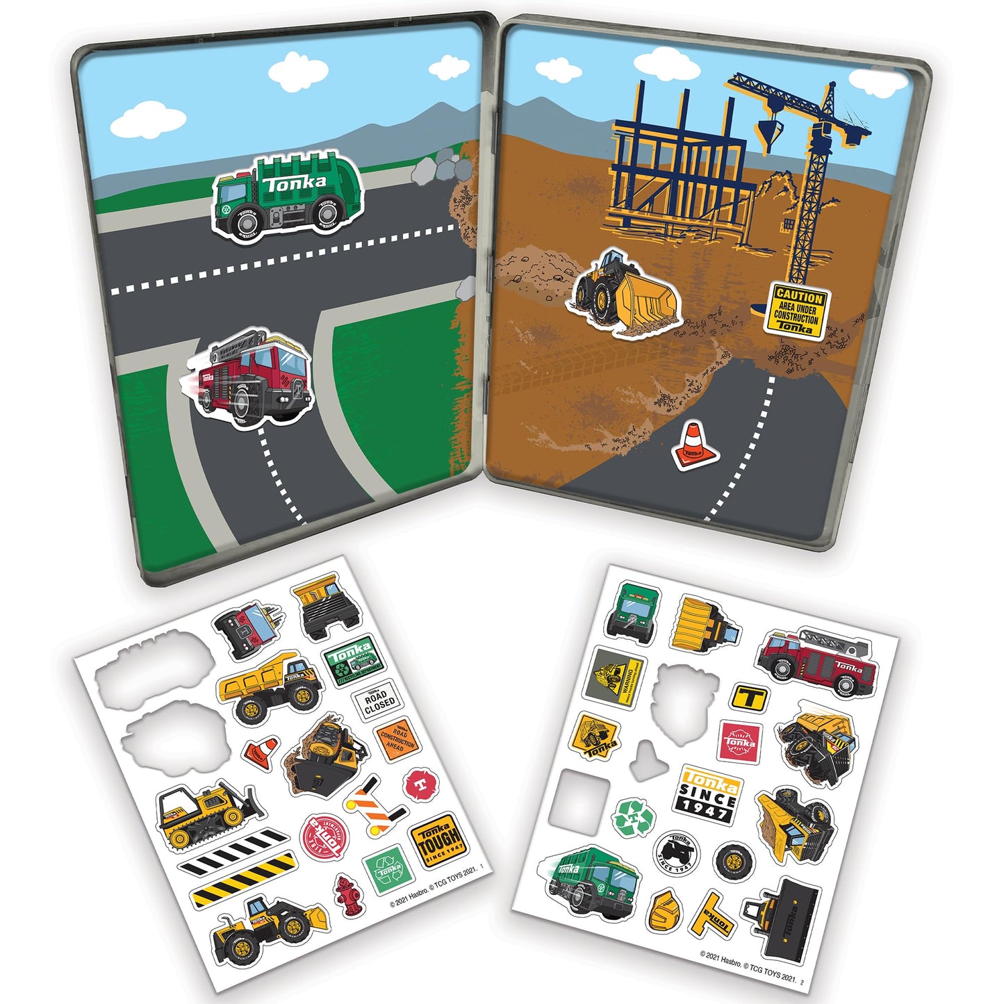 TCG Toys Tonka Magnetic Creations Tin - 40 Magnetic Pieces, Medium, Multicolor, Model 23052, Plastic Storage Solution