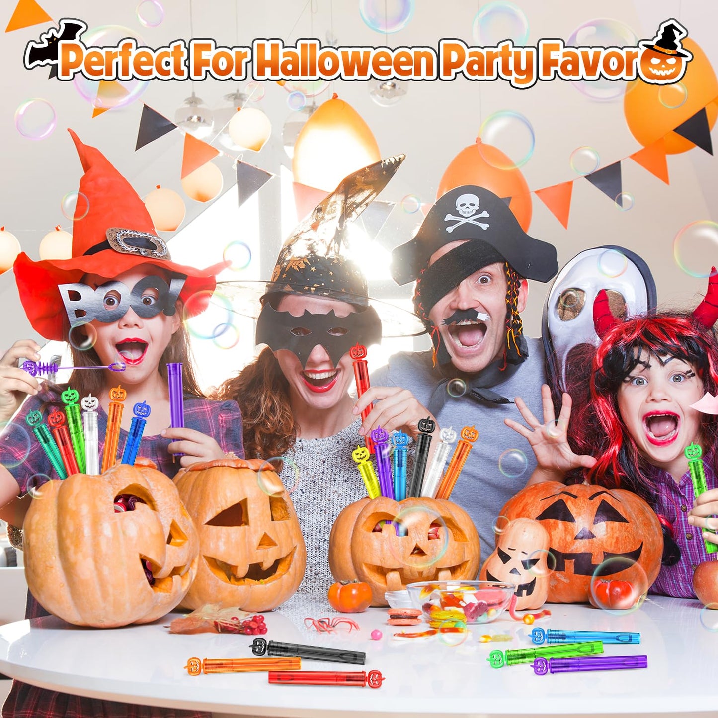 SpringFlower Halloween Party Favor for Kids, 400 Pcs Halloween-Themed Mini Bubble Wands for Halloween Party Favor Supply Goodie