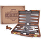 Amerous Backgammon Set, 11 Inches Classic Board Game Withleather Case, Folding Board, Gift Package, Portable Travel Strategy Backgammon Game Set For Adults, Kids (Small, Brown)