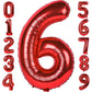 6 Number Balloon Red 40 Inch Big Foil Mylar 6Th Balloons For 6 Year Old Boy Girl Birthday Party Decorations Wedding Anniversary