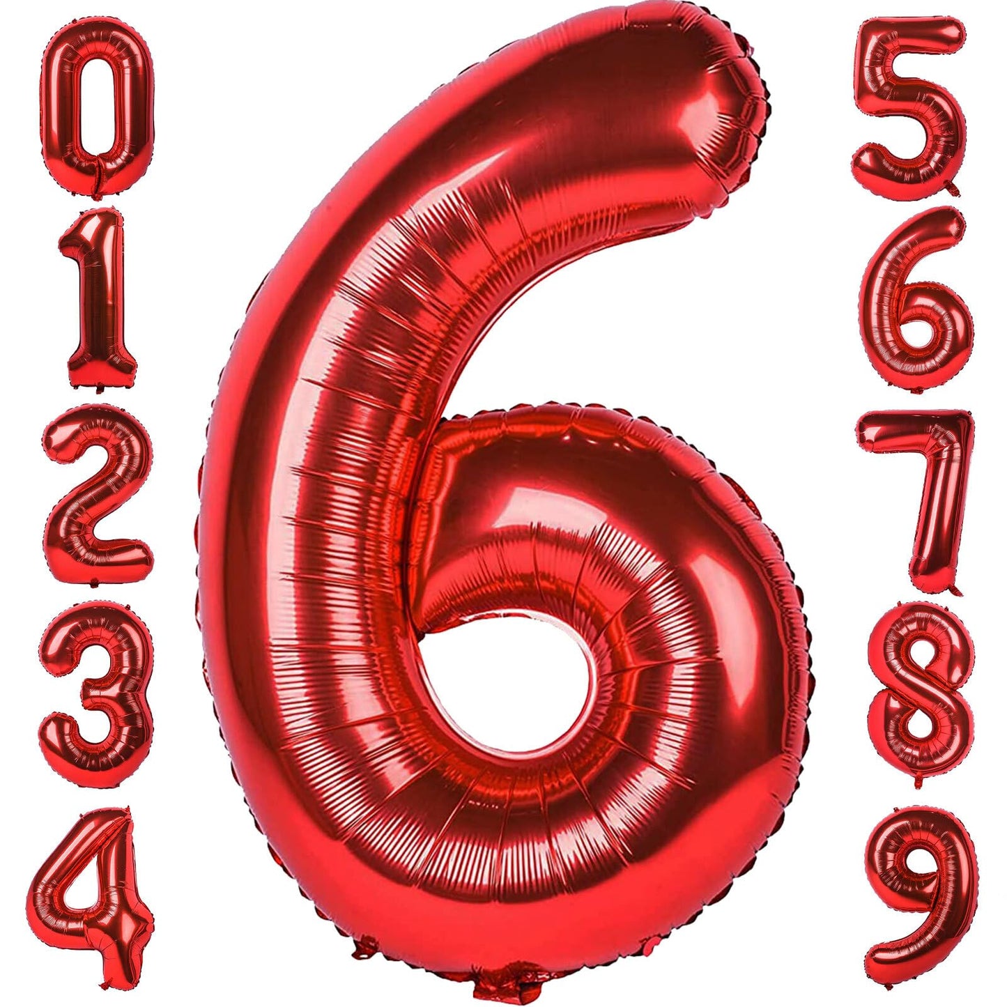 6 Number Balloon Red 40 Inch Big Foil Mylar 6Th Balloons For 6 Year Old Boy Girl Birthday Party Decorations Wedding Anniversary