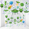 Capoda 54 Pcs Alien Decorations Hanging Swirls No DIY UFO Theme Party Ceiling Decorations Green Alien Outer Space Saucer Man Han